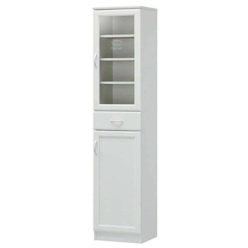 食器棚 幅40cm 高さ181cm ホワイト 白 スリム 隙間用 キッチン収納 デザインロゴ