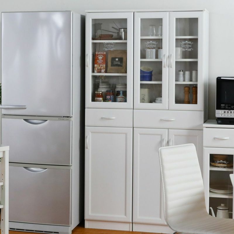 食器棚 幅40cm 高さ181cm ホワイト 白 スリム 隙間用 キッチン収納 デザインロゴ