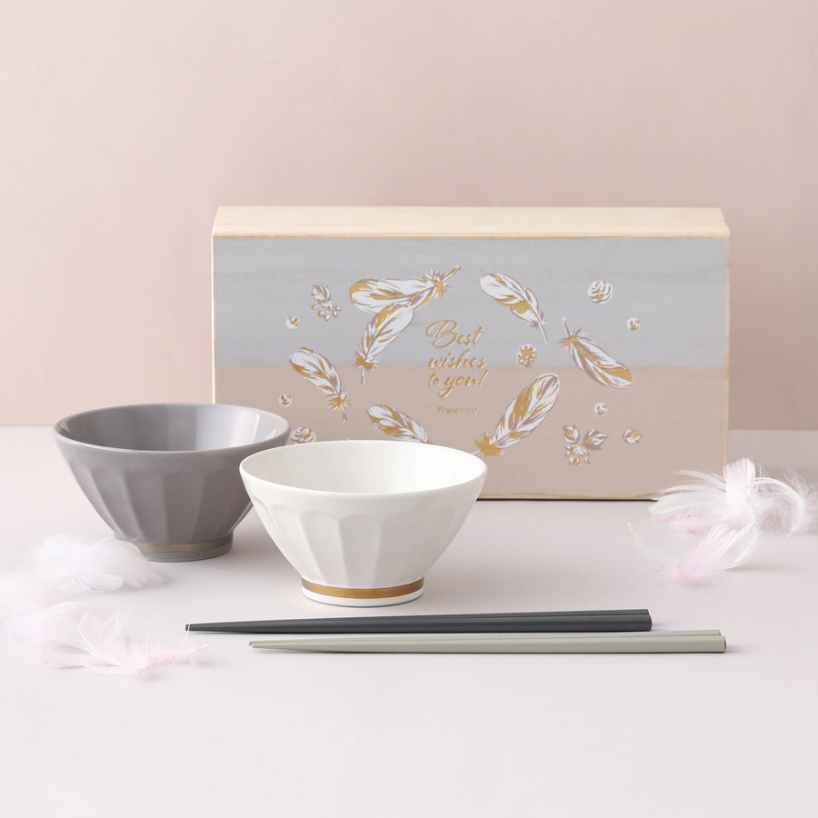 ペアギフト 茶碗＆箸 ELEGANCE