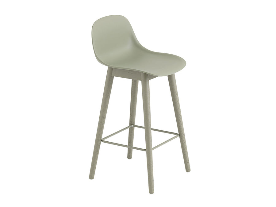 FIBER COUNTER STOOL W.BACKREST WOOD BASE