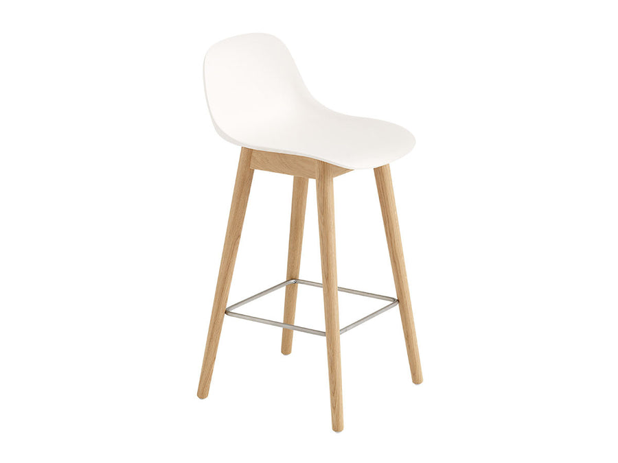 FIBER COUNTER STOOL W.BACKREST WOOD BASE