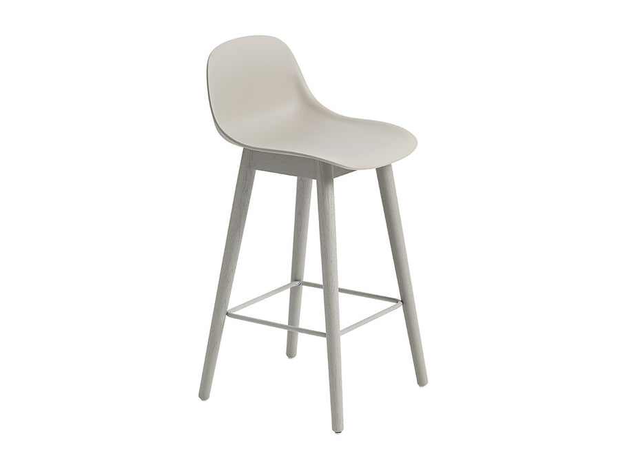 FIBER COUNTER STOOL W.BACKREST WOOD BASE