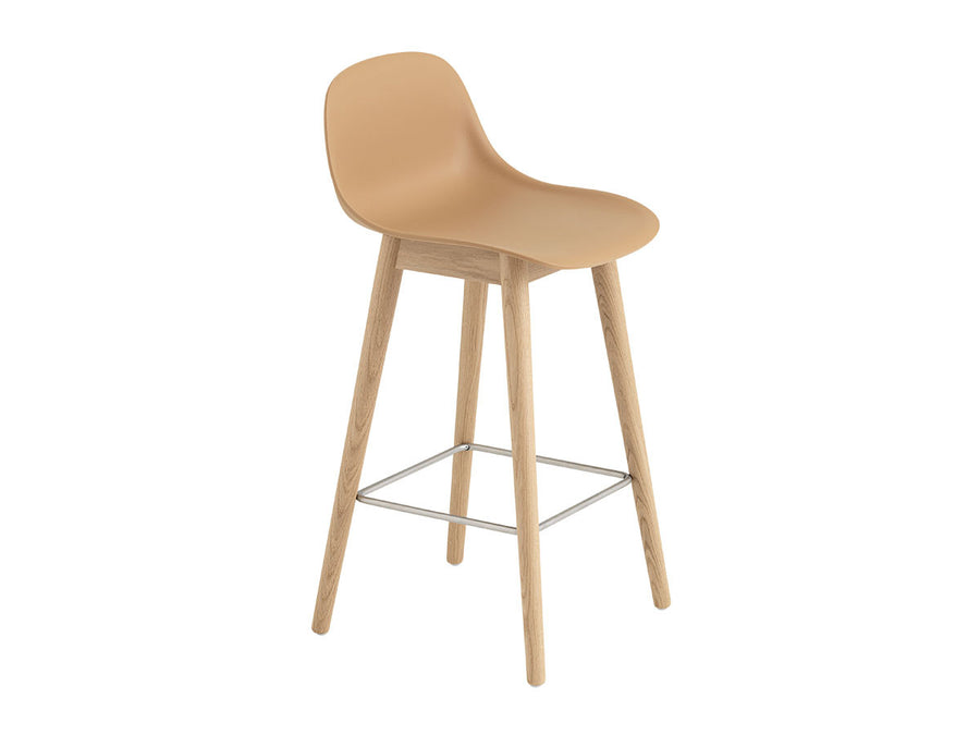 FIBER COUNTER STOOL W.BACKREST WOOD BASE