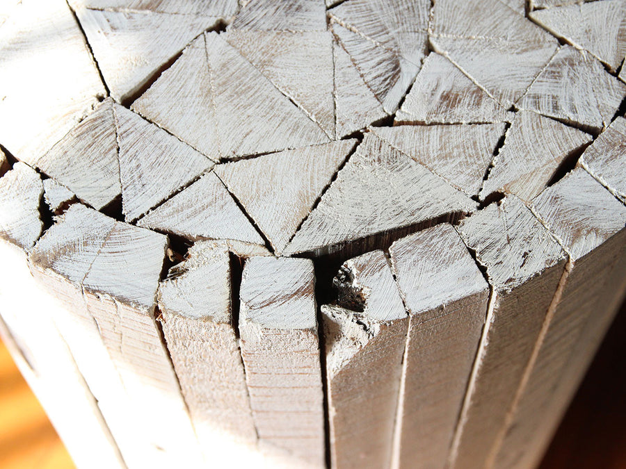 Collected-wood round stool