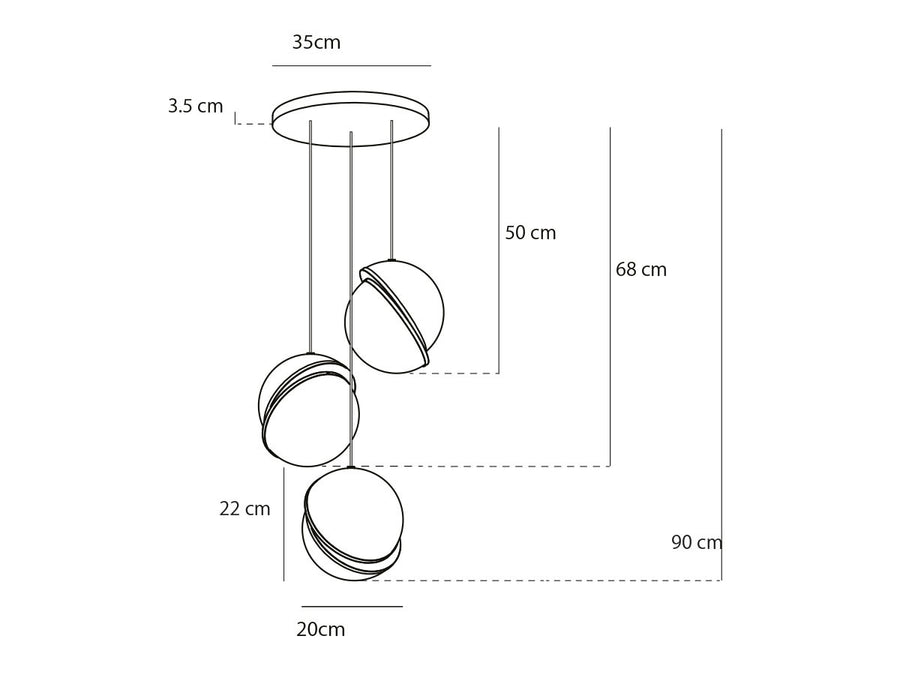 MINI CRESCENT CHANDELIER 3 PIECE