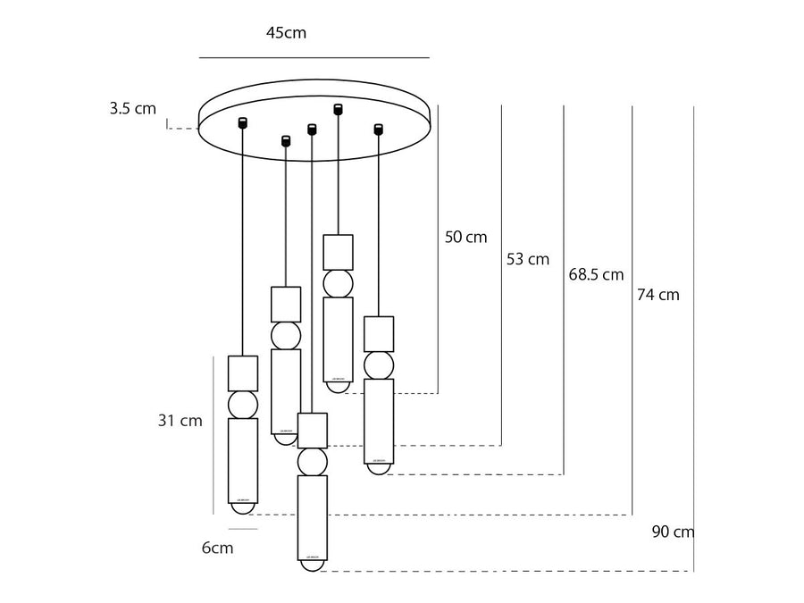 FULCRUM CHANDELIER 5 PIECE