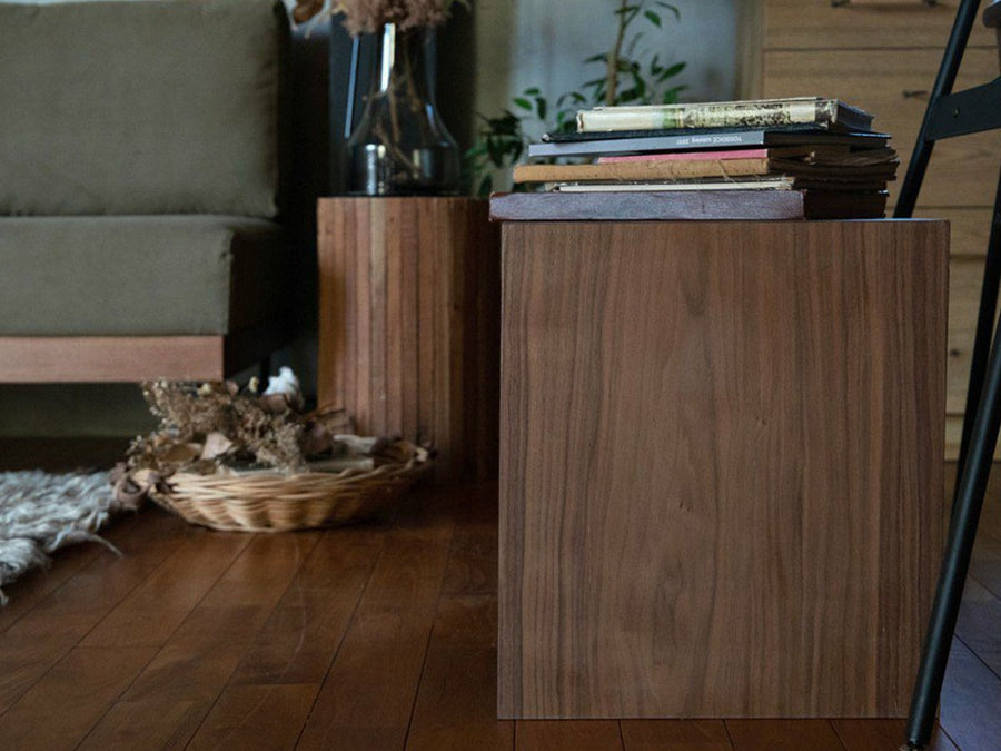 chalet stool table walnut