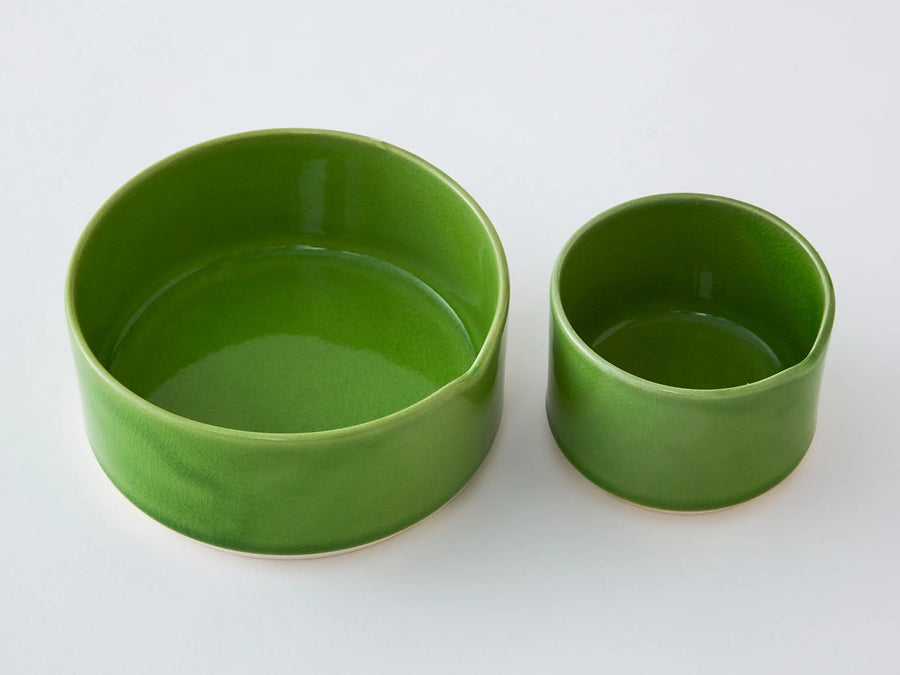 GREEN CRACKLE Stacking bowl M