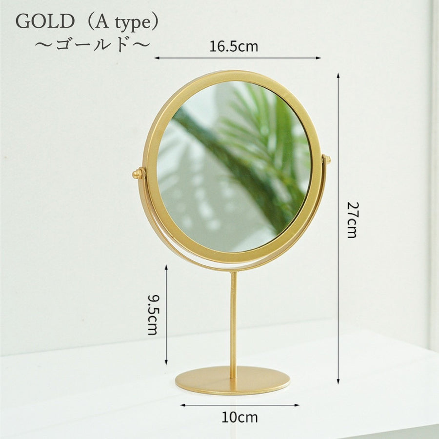 卓上ミラー 化粧鏡 丸型 ゴールド ブラック インテリア