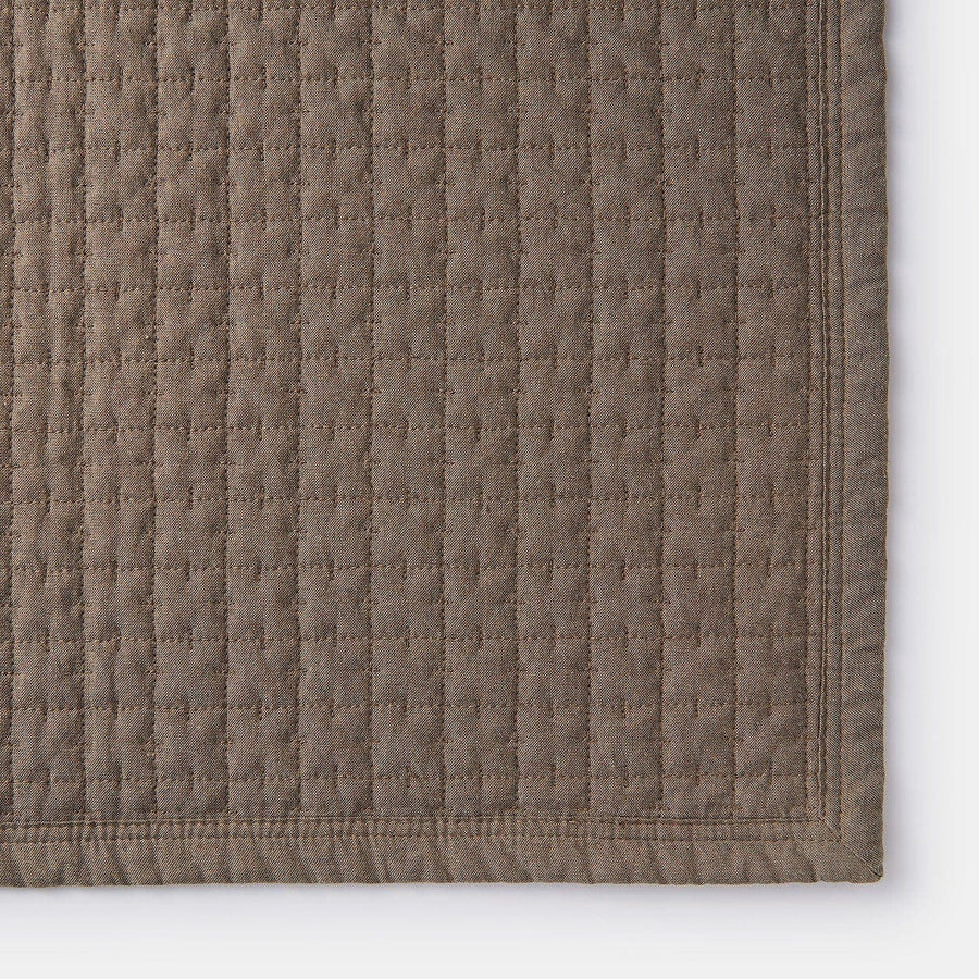 洗いざらしの綿キルティングラグ [100×195cm] ブラウン