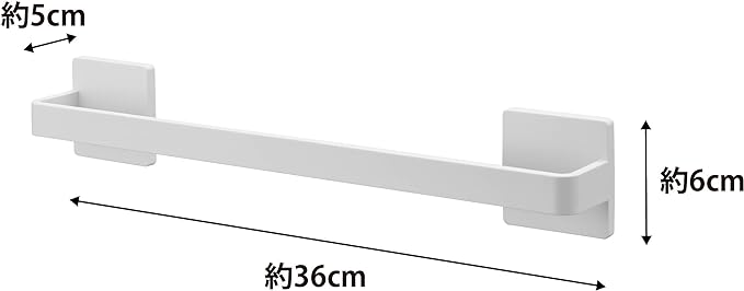 PLATE 石こうボード壁対応 タオルハンガー Ｗ36 ホワイト タオル掛け石こうピン付き 簡単取付