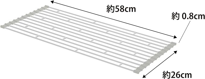 PLATE 折り畳み水切り L ホワイト キッチン 丸めてスリムに収納