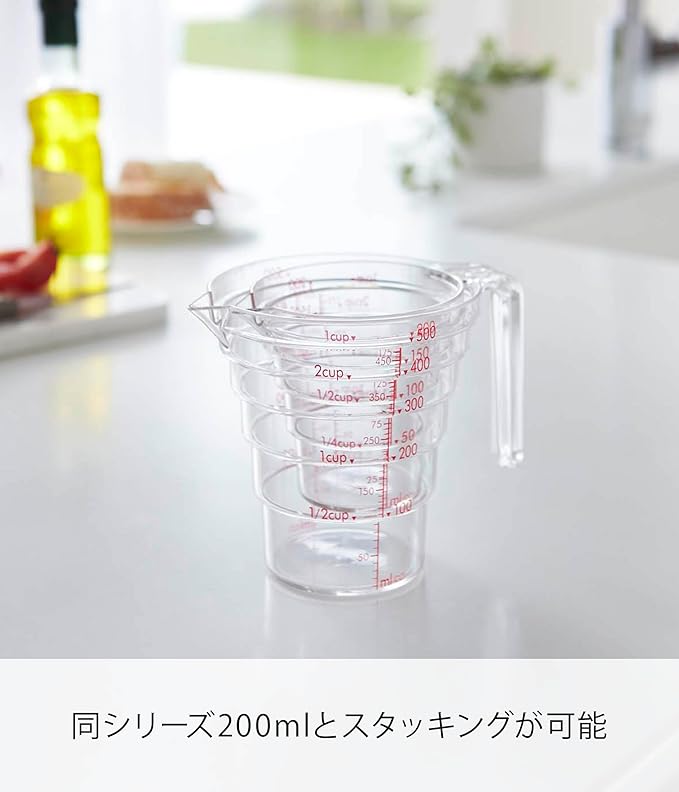 電子レンジ対応 段々計量カップ 500ml クリア