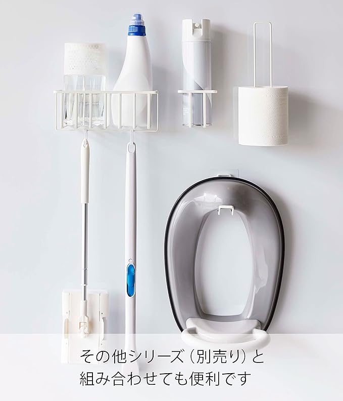 tower フィルムフック トイレ用品 収納ラック ホワイト まとめて収納 トイレ用品 収納