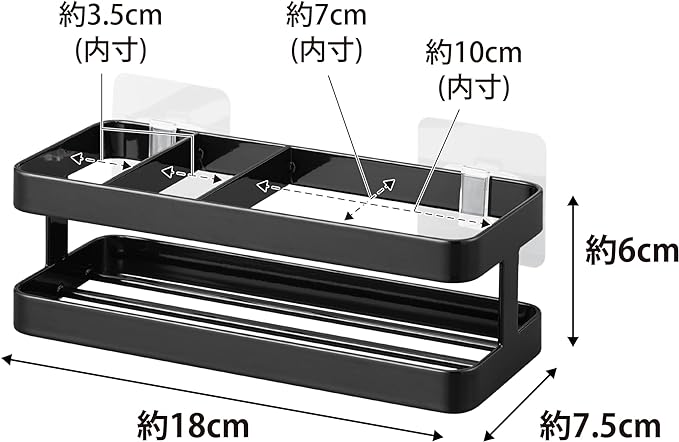 tower フィルムフック スポンジ&ボトルラック ブラック スポンジホルダー スポンジ置き シンク収納