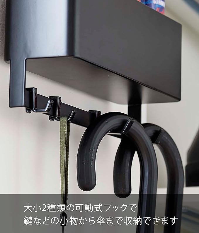 smart フック付き ひっかけ 下駄箱扉 収納ラック ブラック 傘 シューズケアグッズ 収納 玄関収納