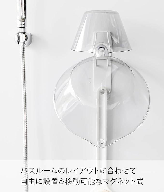 tower マグネット バスルーム 手おけ&湯おけ ホルダー ホワイト バス用品 浴室収納 通気性よく乾きやすい