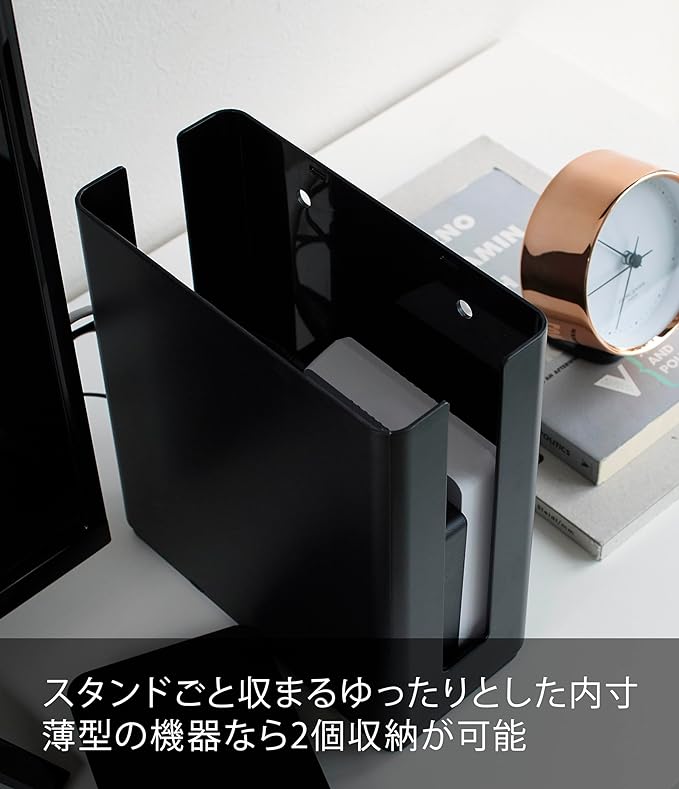 smart 重ねられる スリム 蓋付き ルーター収納 ケース ブラック テレビ裏収納 スタッキング可