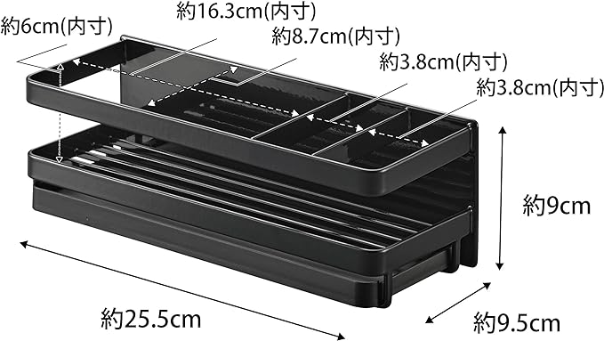 tower マグネット スポンジ&ディスペンサーラック トレー付き ブラック スポンジ置き フック付き 浮かせる収納