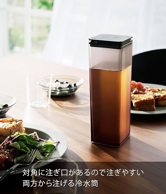 tower 両方から注げる 冷水筒 ブラック ピッチャー スリム 1.2L 食洗機対応 冷水専用