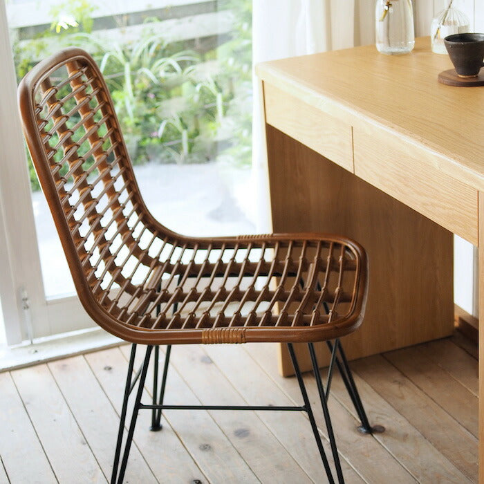 RATTAN DINING CHAIR スチール脚ラタンダイニングチェア