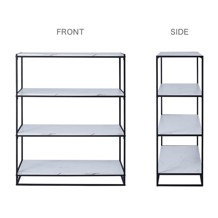ディスプレイラック (4段) オープンシェルフ スチール 大理石柄