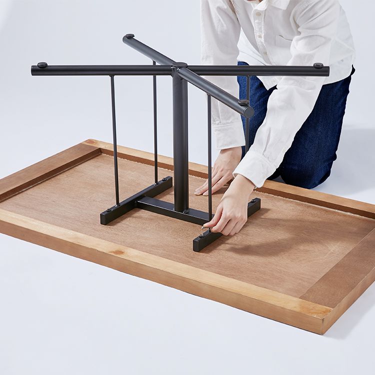ローテーブル コンパクト パイン突板使用 スチール脚 ヴィンテージ風 リビングテーブル