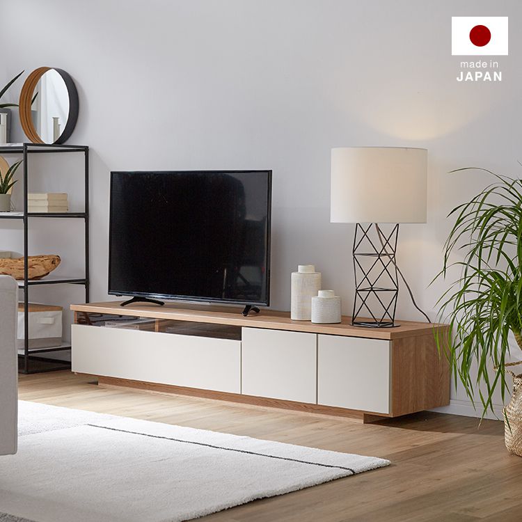 日本製 ローテレビ台 完成品 収納付 ツートンカラー