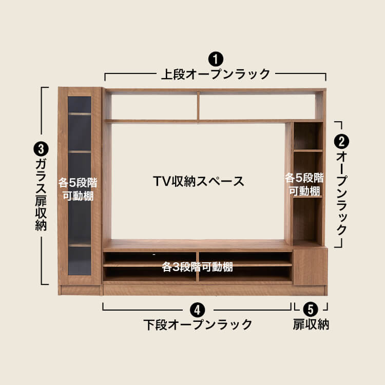 テレビ台 壁面収納 ハイタイプテレビボード 55インチ 木製 テレビラック 一体型