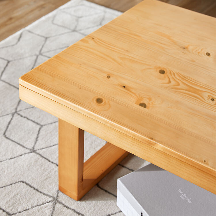 折りたたみテーブル 角丸 パイン無垢材 天然木使用 ローテーブル リビングテーブル