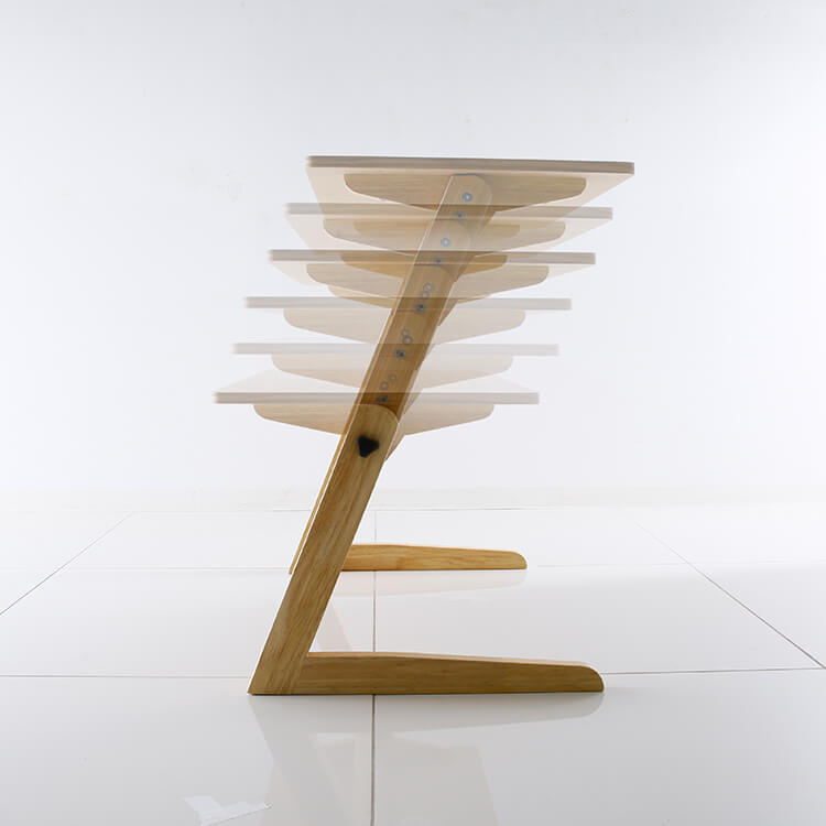 サイドテーブル ローデスク 6段階昇降 天然木使用 [幅69×奥行48×高さ72cm]