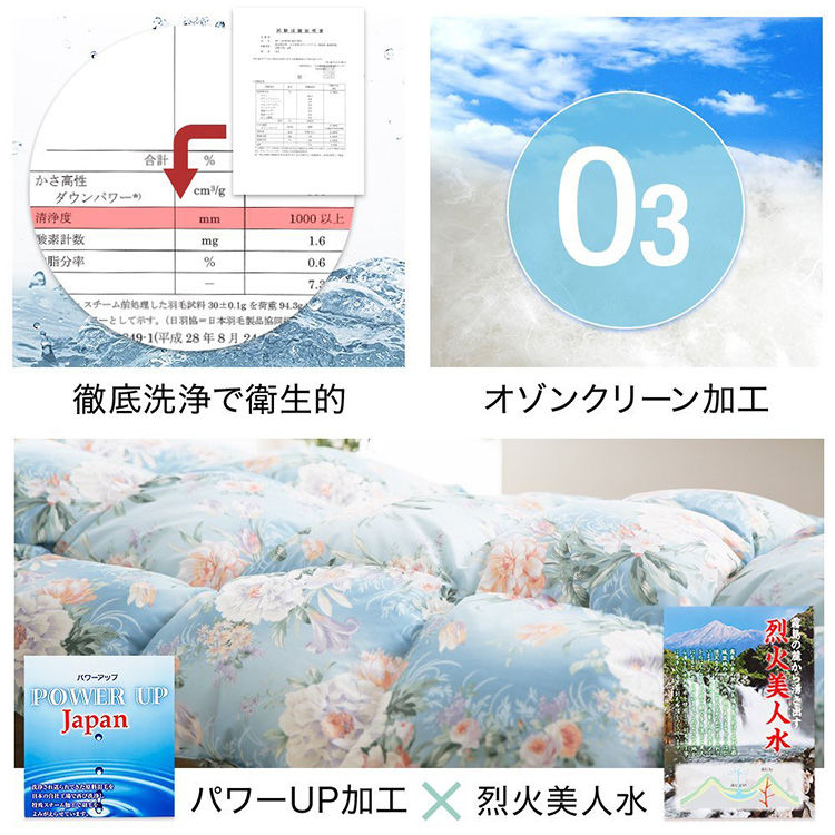 羽毛掛け布団 エクセルゴールドラベル ダウン90％ 充填量1.0kg 350dp以上 5年保証 日本製