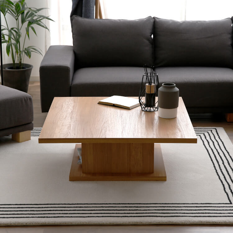 センターテーブル T字型 収納付き 木目調 日本製 ローテーブル リビングテーブル